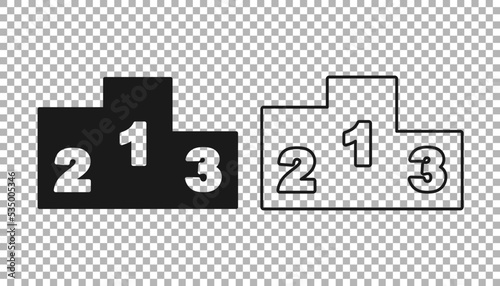 Black Award over sports winner podium icon isolated on transparent background. Vector