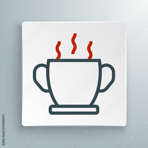 Line Bowl of hot soup icon isolated on white background. Colorful outline concept. Vector