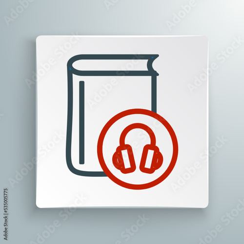 Line Audio book icon isolated on white background. Book with headphones. Audio guide sign. Online learning concept. Colorful outline concept. Vector