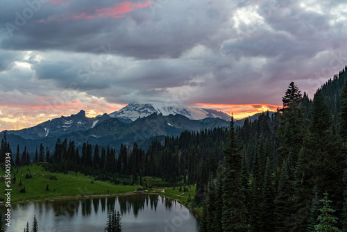 Mount Ranier Sunset with Reflection © Brad
