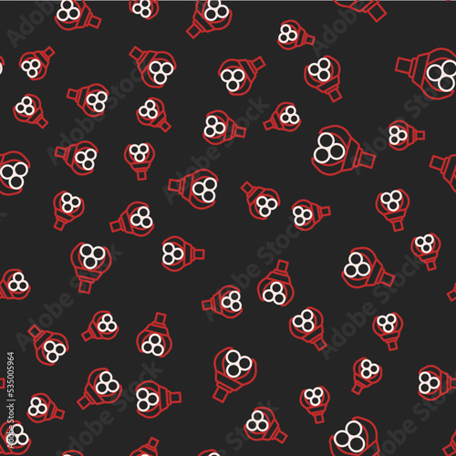 Line Grapple crane grabbed a log icon isolated seamless pattern on black background. Forest industry. Industrial crane for lumber trunk wood production. Vector