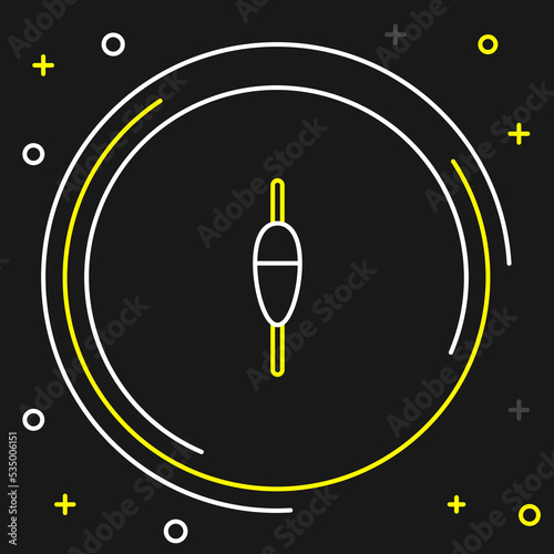 Line Fishing float icon isolated on black background. Fishing tackle. Colorful outline concept. Vector