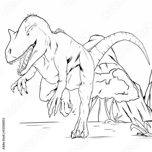 hand drawn allosaurs illustration for children's drawing book