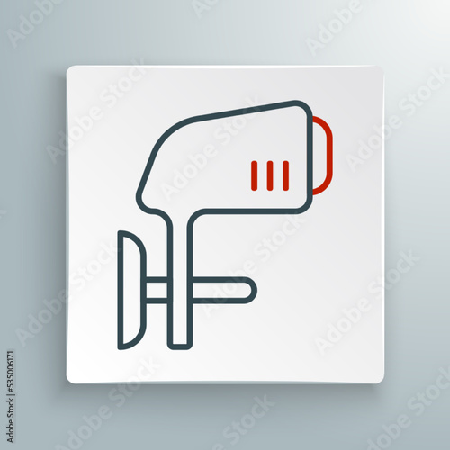Line Outboard boat motor icon isolated on white background. Boat engine. Colorful outline concept. Vector