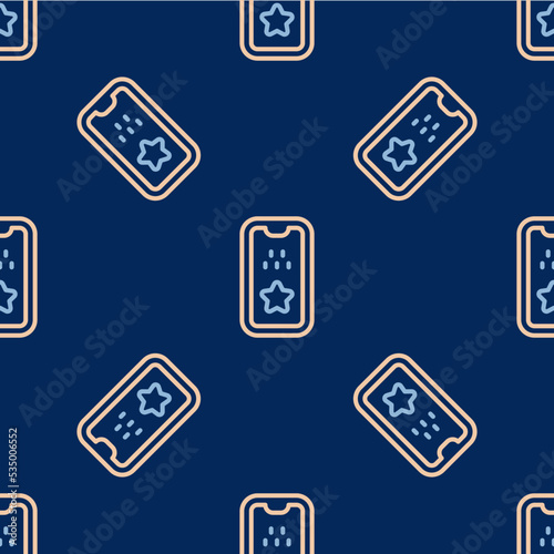 Line Taxi mobile app icon isolated seamless pattern on blue background. Mobile application taxi. Vector