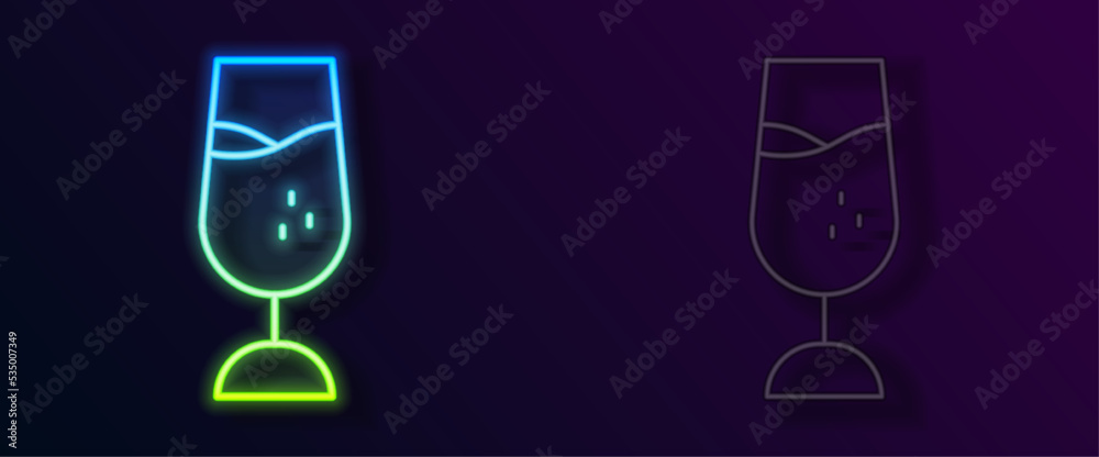 Glowing neon line Wine glass icon isolated on black background. Wineglass sign. Vector Glowing neon line Wine glass icon isolated on black background. Wineglass sign. Vector