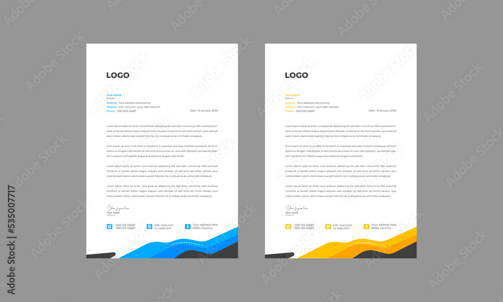 A4 size letterhead design template. A4 size letterhead design template.