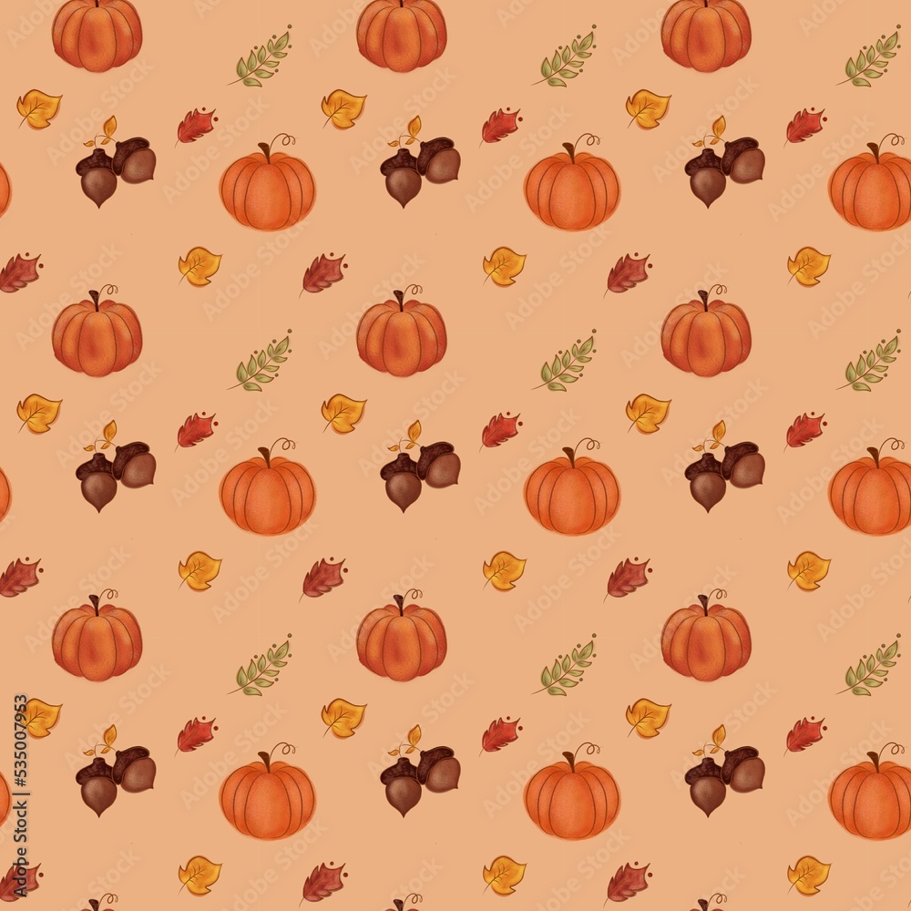 seamless background with pumpkins and leaves seamless background with pumpkins and leaves