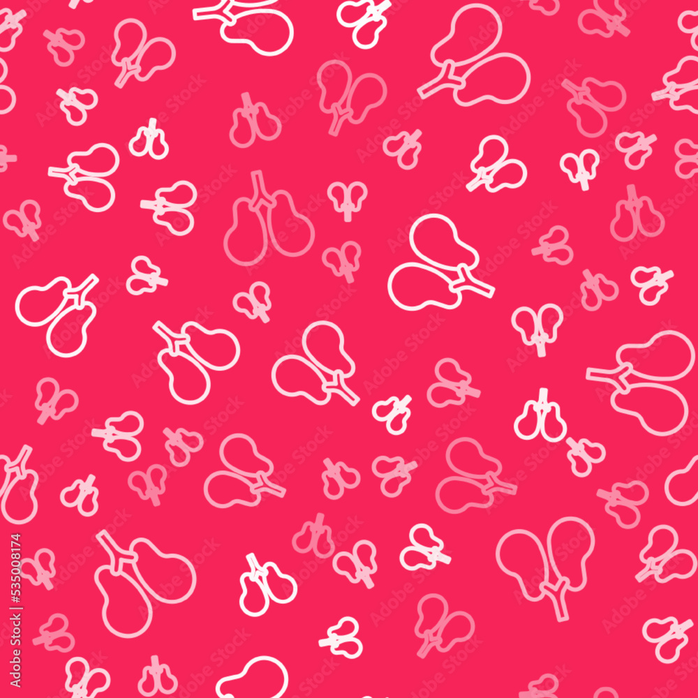 White line Lungs icon isolated seamless pattern on red background. Vector White line Lungs icon isolated seamless pattern on red background. Vector