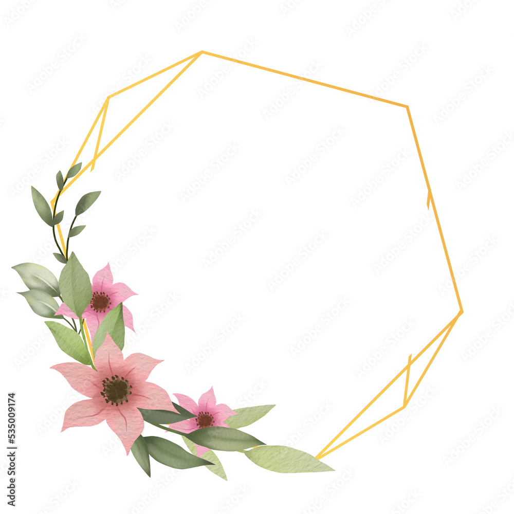 Watercolor leaves and flower bouquet wreath frame digital painting or watercolor floral frame Watercolor leaves and flower bouquet wreath frame digital painting or watercolor floral frame