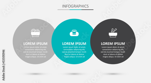 Set Soy sauce in bowl, Asian noodles and . Business infographic template. Vector