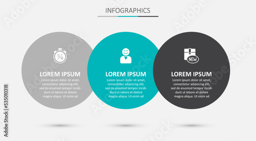 Set Happy customer, Stopwatch percent discount and New collection. Business infographic template. Vector