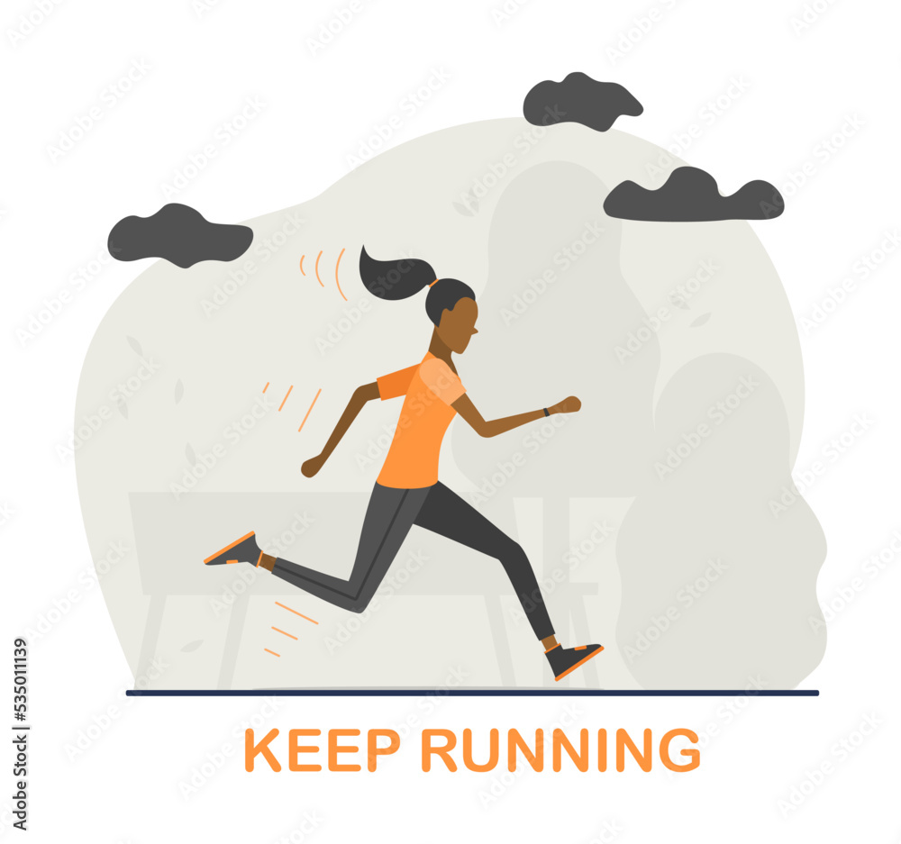 Young woman jogging in the park does. Vector flat illustration. Cardio workout. Stock Vector Adobe Stock