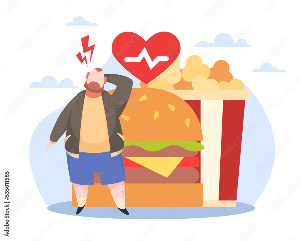 Problems Overweight People Unhealthy Diet Fat Man With Huge Hamburger problems-overweight-people-unhealthy-diet-fat-man-with-huge-hamburger
