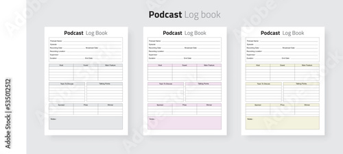 My Podcast planner journal planner, Daily podcast topic checker, and hosting info tracker