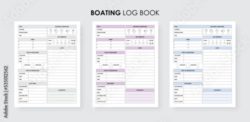 Captains Log Book, Boat log book daily journal entry for trips