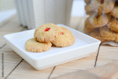 Homemade cookies call Kuih Samperit in Malay, is a traditional Malaysian cookies served when Hari Raya Aidilfitri festival. photo