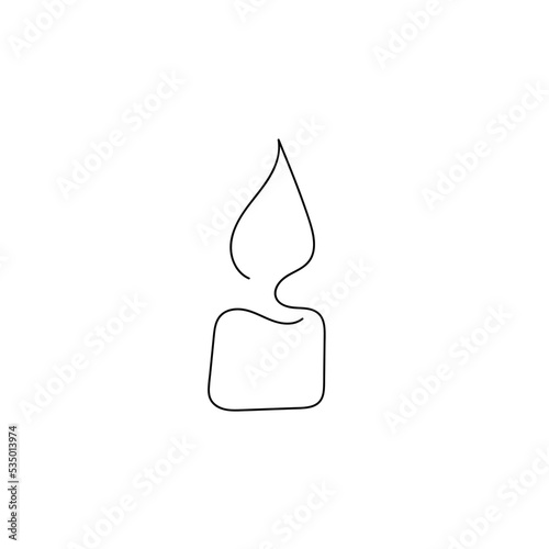 Candle in one line style. Logo.