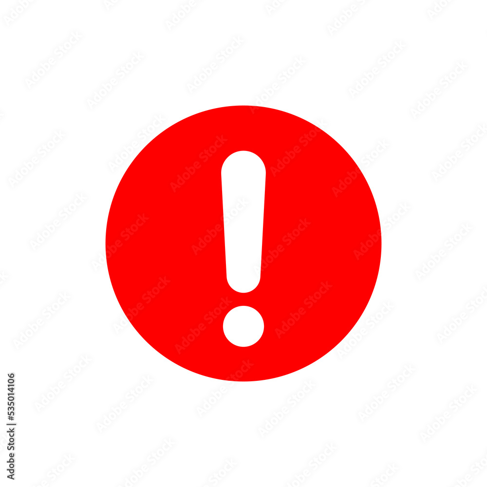 Red warning vector isolated on white background. Red warning sign exclamation Red warning vector isolated on white background. Red warning sign exclamation