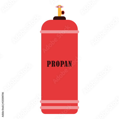 Icon of an iron red large propane tank on a white background with a valve. Deficit in the world, crisis. Expensive energy resources Vector flat illustration. Gas storage tank.