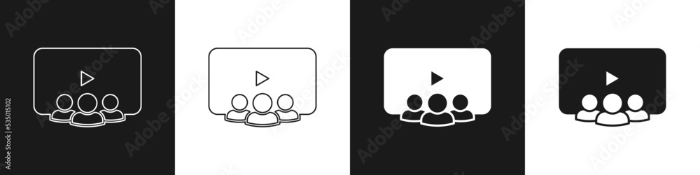 Set Online class icon isolated on black and white background. Online education concept. Vector Set Online class icon isolated on black and white background. Online education concept. Vector