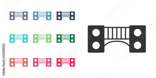 Black Playground kids bridge icon isolated on white background. Set icons colorful. Vector