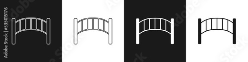 Set Playground kids bridge icon isolated on black and white background. Vector