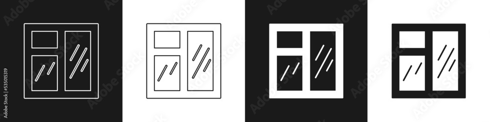 Set Window in room icon isolated on black and white background. Vector Set Window in room icon isolated on black and white background. Vector
