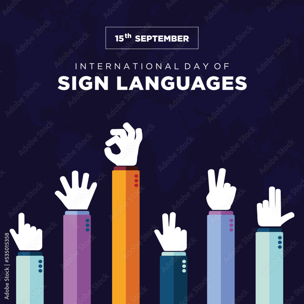 International day of sign language awareness. Modern social media sign ...