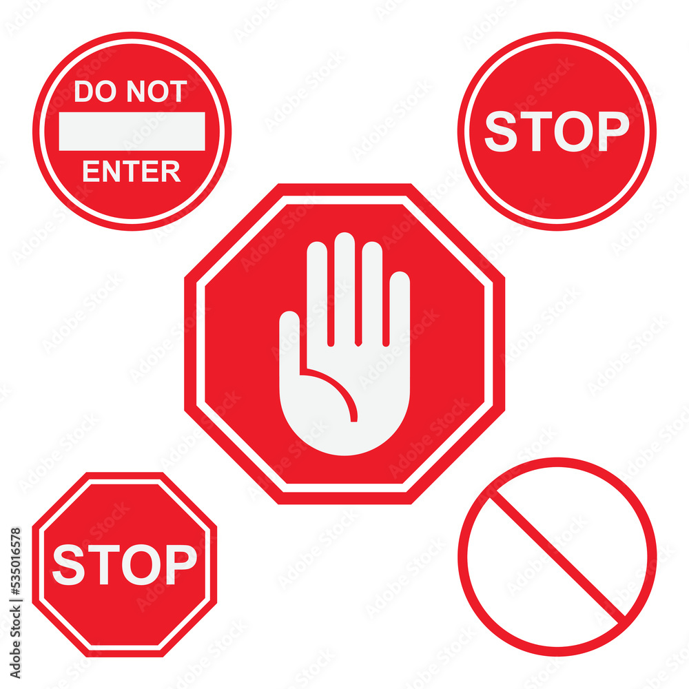 set of the restricted and dangerous vector sign isolated.illustration of traffic road and stop symbol,warning and attention. - obrazy, fototapety, plakaty 