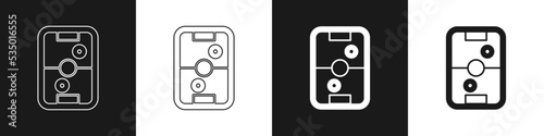 Set Air hockey table icon isolated on black and white background. Vector
