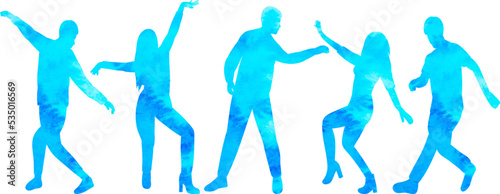people dancing watercolor silhouette on white background isolated vector