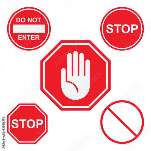 set of the restricted and dangerous vector sign isolated.illustration of traffic road and stop symbol,warning and attention.
