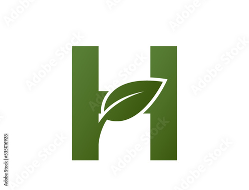 letter h with leaf logo. creative initial logo design. eco friendly and environment symbol. isolated vector image