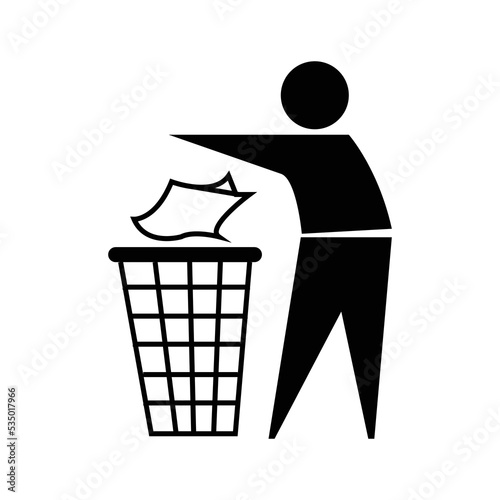 Do Not Litter Black Icon,Vector Illustration, Isolated On White Background Label. EPS10
