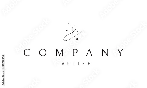 Vector logo on which an abstract image of a needle and thread on the background of balls.