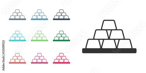 Black Gold bars icon isolated on white background. Banking business concept. Set icons colorful. Vector