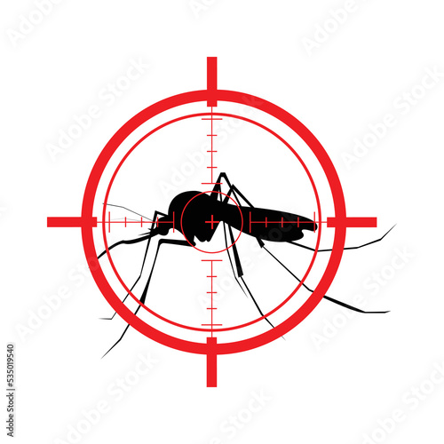 Mosquito icon vector. Flat icon isolated on the white background in a red crossed out circle. Forbidden sign. Editable EPS file. Vector illustration.