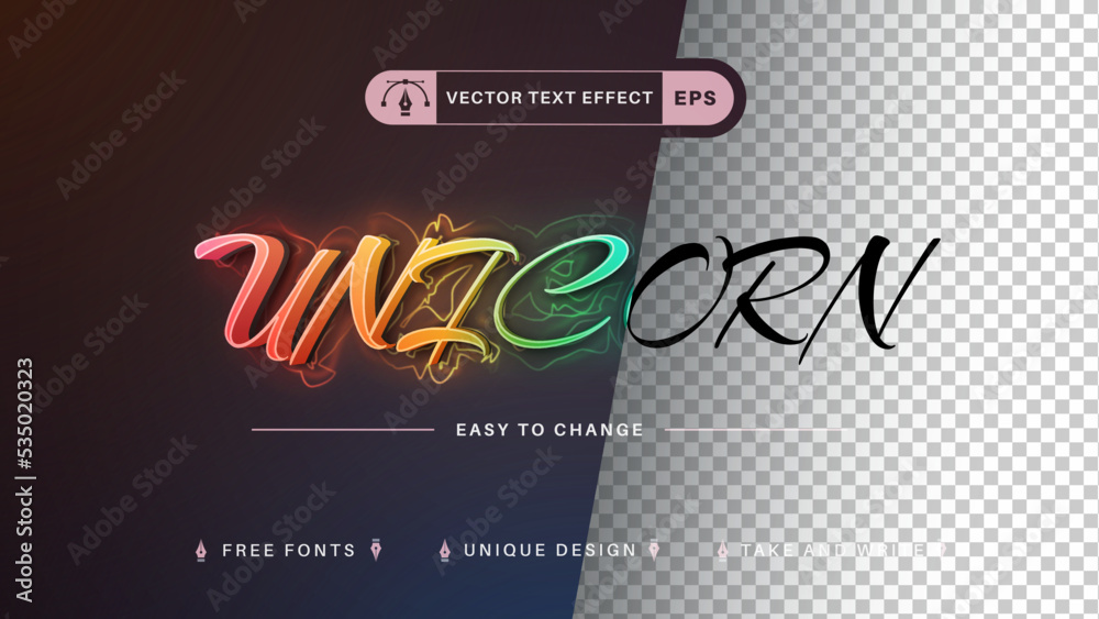 Unicorn Glow - Editable Text Effect, Font Style