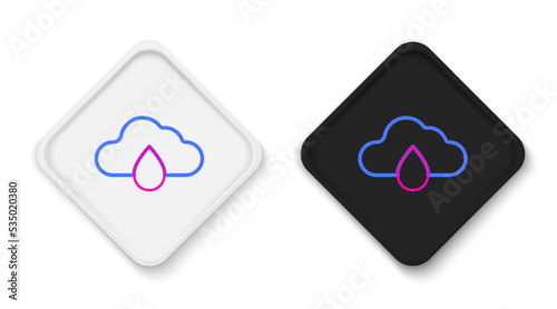 Line Cloud with rain icon isolated on white background. Rain cloud precipitation with rain drops. Colorful outline concept. Vector