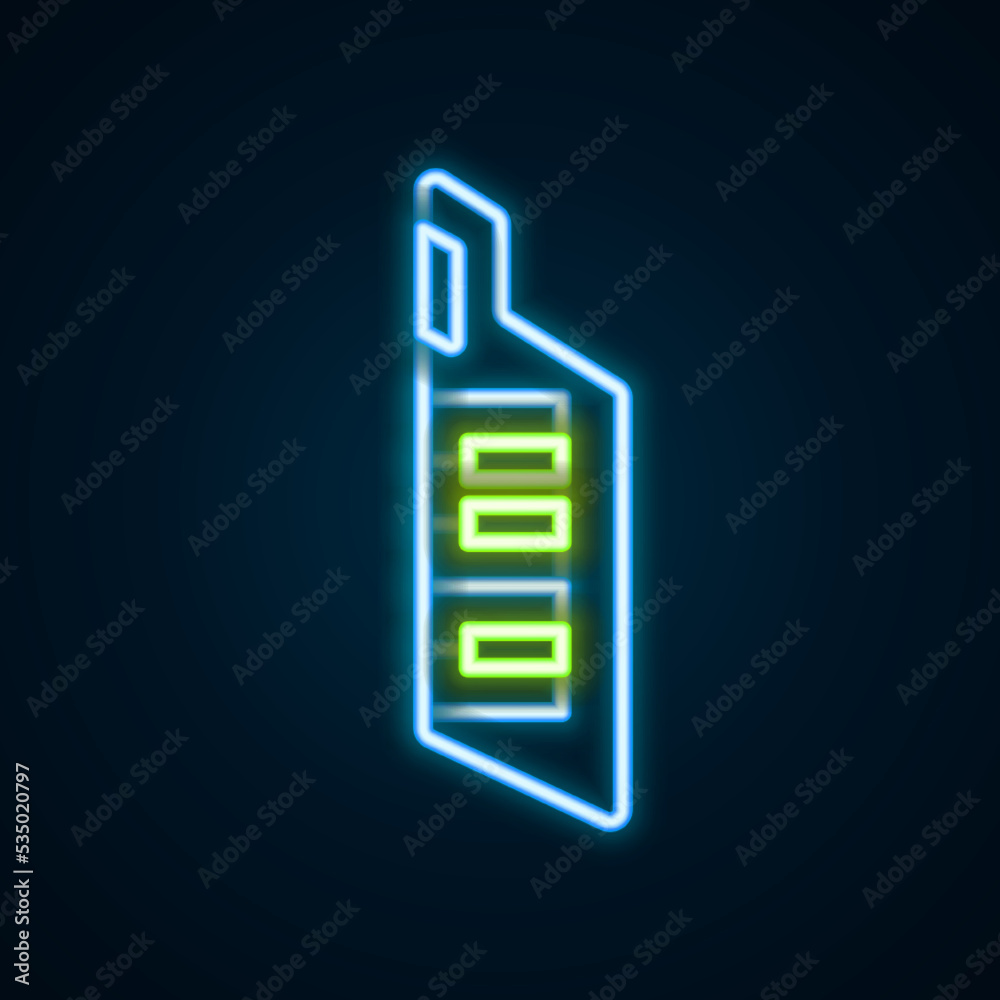 Glowing neon line Keytar icon isolated on black background. Musical instrument. Colorful outline concept. Vector Glowing neon line Keytar icon isolated on black background. Musical instrument. Colorful outline concept. Vector