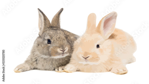 Cute bunny. Vector illustration of a cute yellow Easter bunny isolated on a white background.	