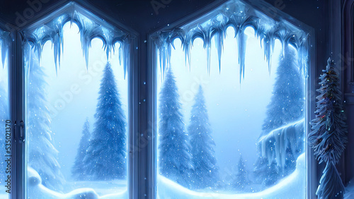 Large panoramic frozen wint...