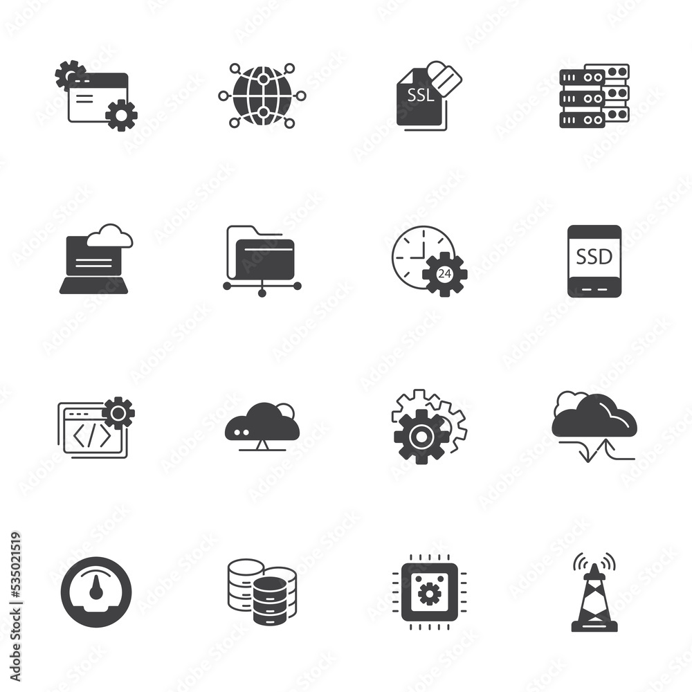 hosting thin line icons. Vector illustration isolated on white. Editable stroke. hosting thin line icons. Vector illustration isolated on white. Editable stroke.