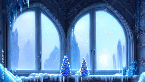 Large panoramic frozen wint...
