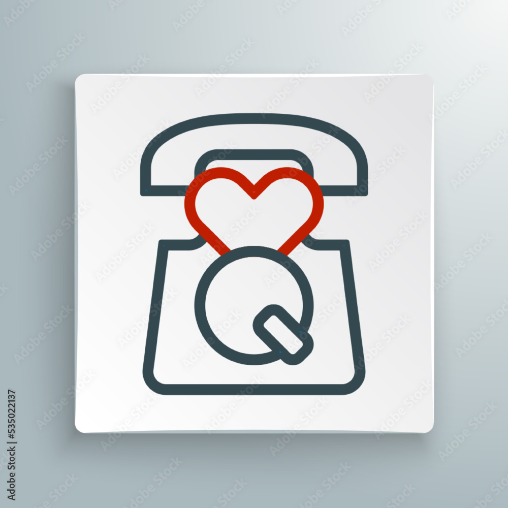 Line Telephone with emergency call 911 icon isolated on white background. Police, ambulance, fire department, call, phone. Colorful outline concept. Vector