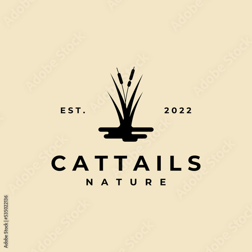 cattail logo vector illustration design, cattail silhouette vector design photo
