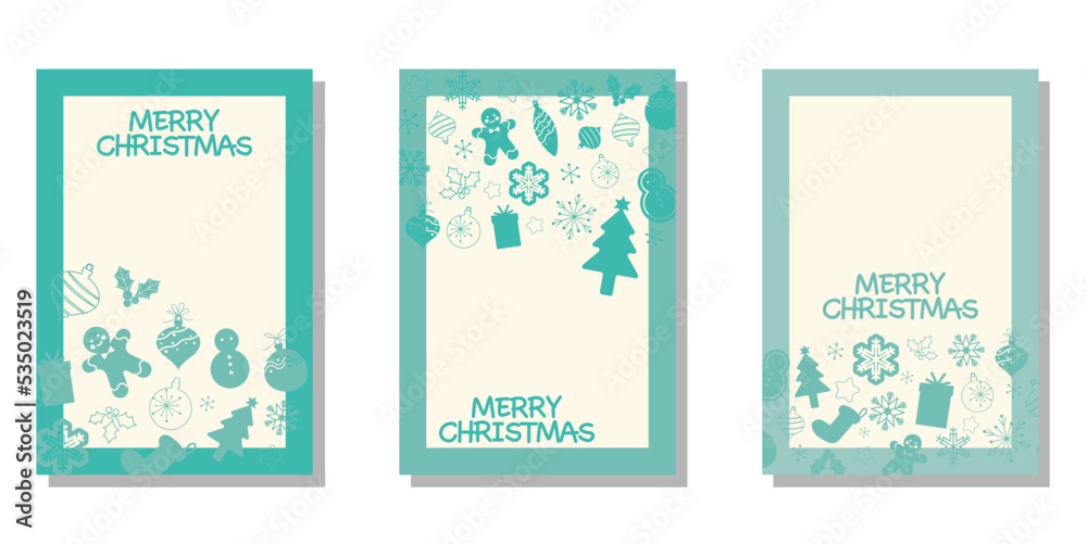 Set of Christmas decoration frames. Winter holiday and Christmas concept ornamental decoration template collection. Vector illustration.