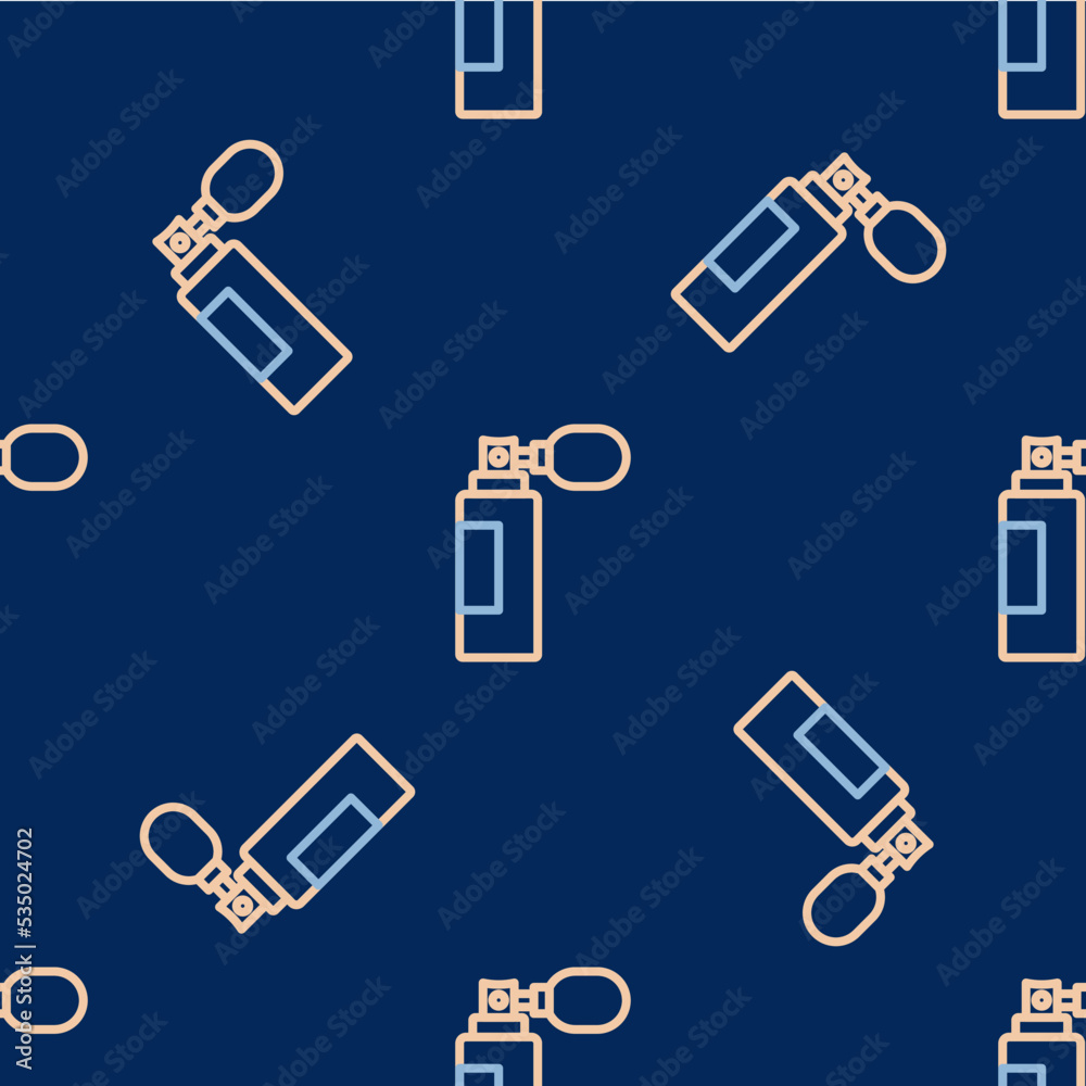 Line Perfume icon isolated seamless pattern on blue background. Vector