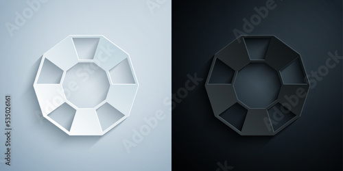 Paper cut Diamond icon isolated on grey and black background. Jewelry symbol. Gem stone. Paper art style. Vector